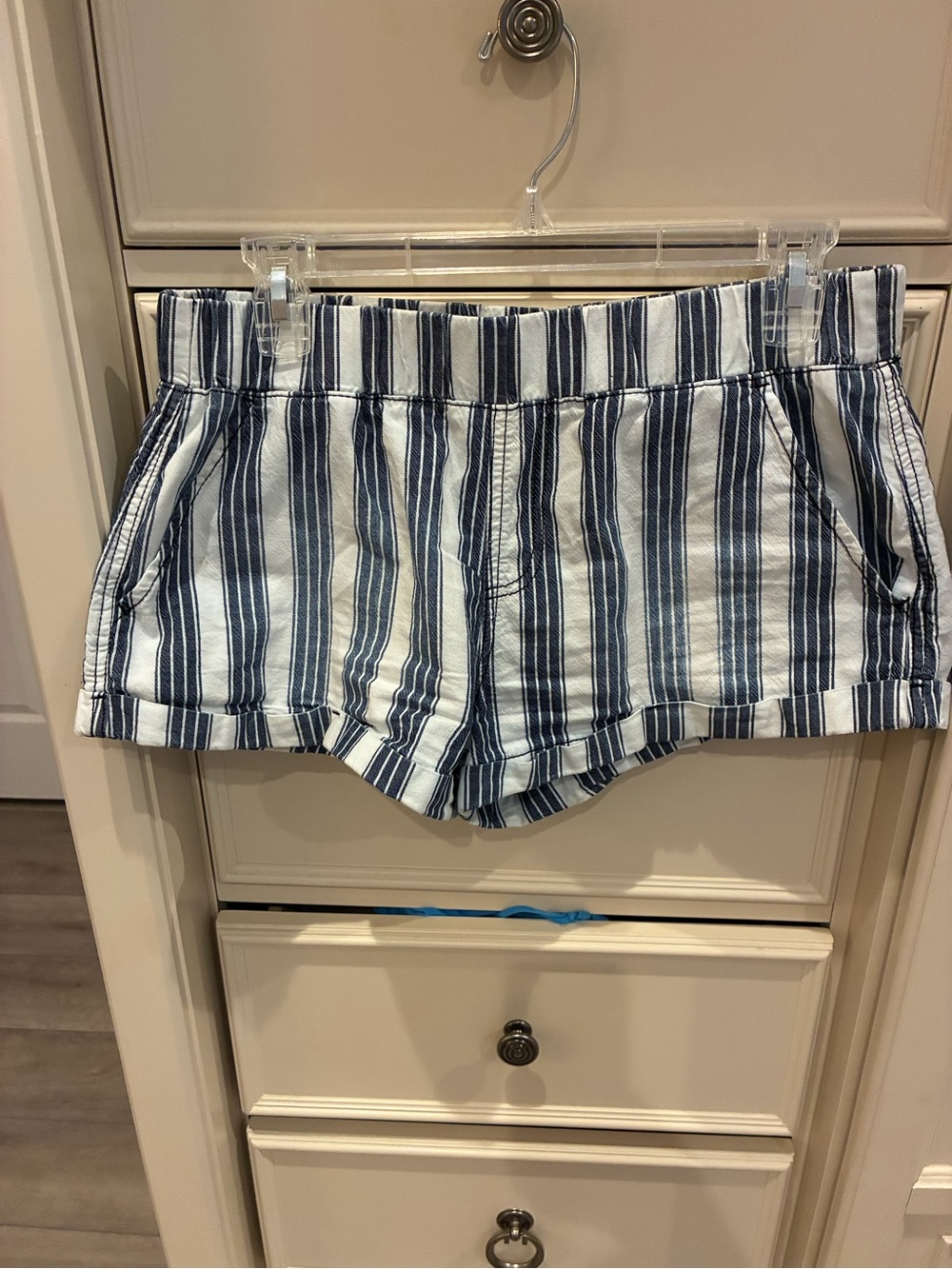 Rewash Navy and White High Waist Striped Shorts